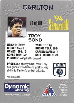 1994 AFL Sensation #84 Troy Bond Back